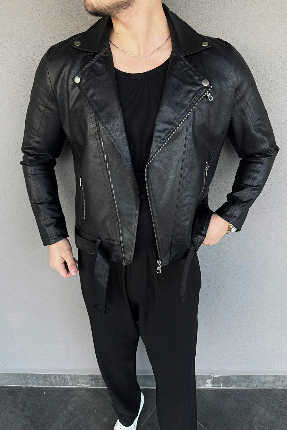 KUZEY MODELİ ÇAPRAZ FERMUARLI  İÇİ FULL KÜRKLÜ DERİ MONT