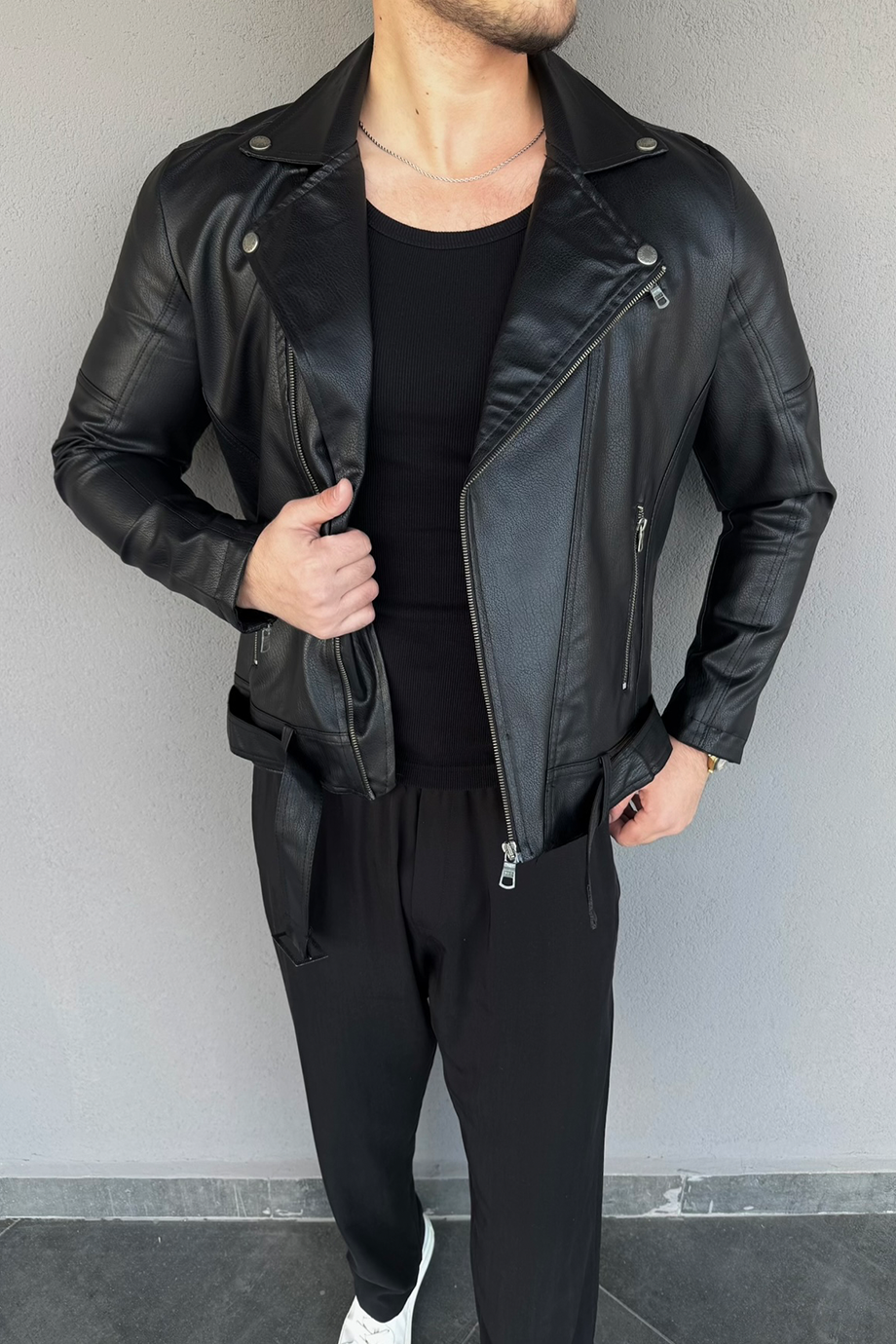 KUZEY MODELİ ÇAPRAZ FERMUARLI  İÇİ FULL KÜRKLÜ DERİ MONT