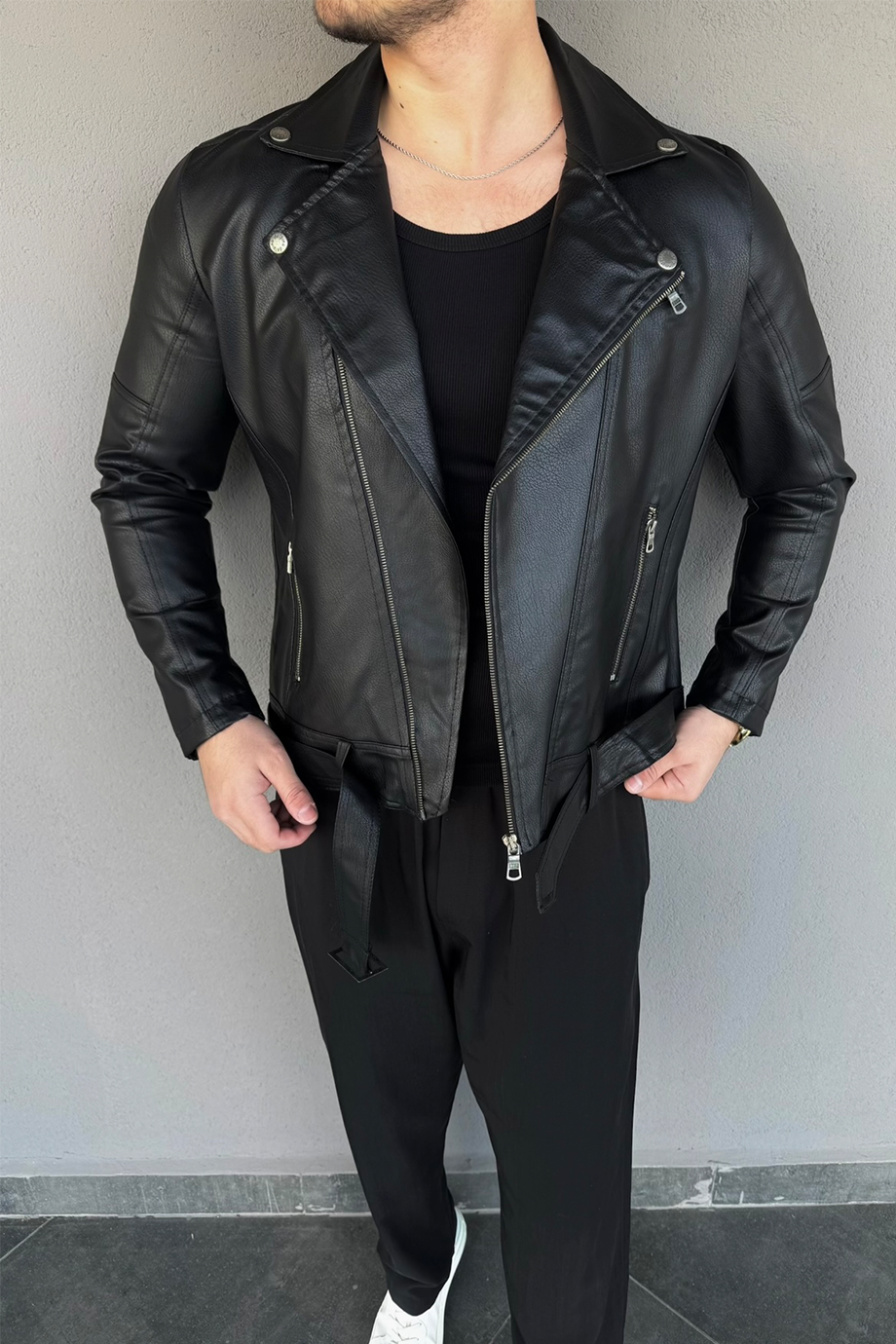 KUZEY MODELİ ÇAPRAZ FERMUARLI  İÇİ FULL KÜRKLÜ DERİ MONT