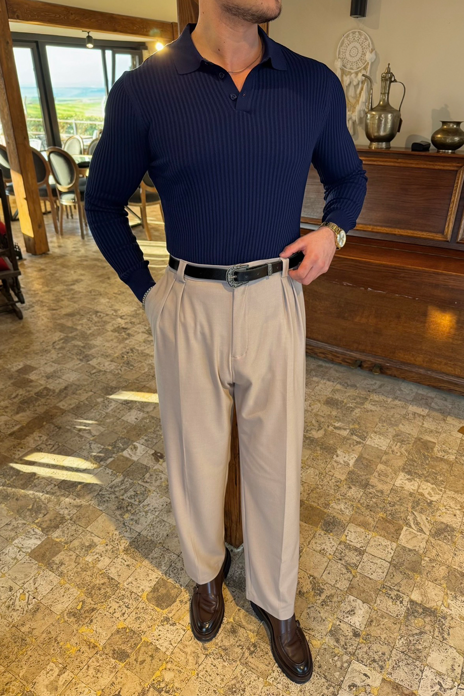 LACİVERT 3 DÜĞMELİ PREMİUM TRİKO KAZAK