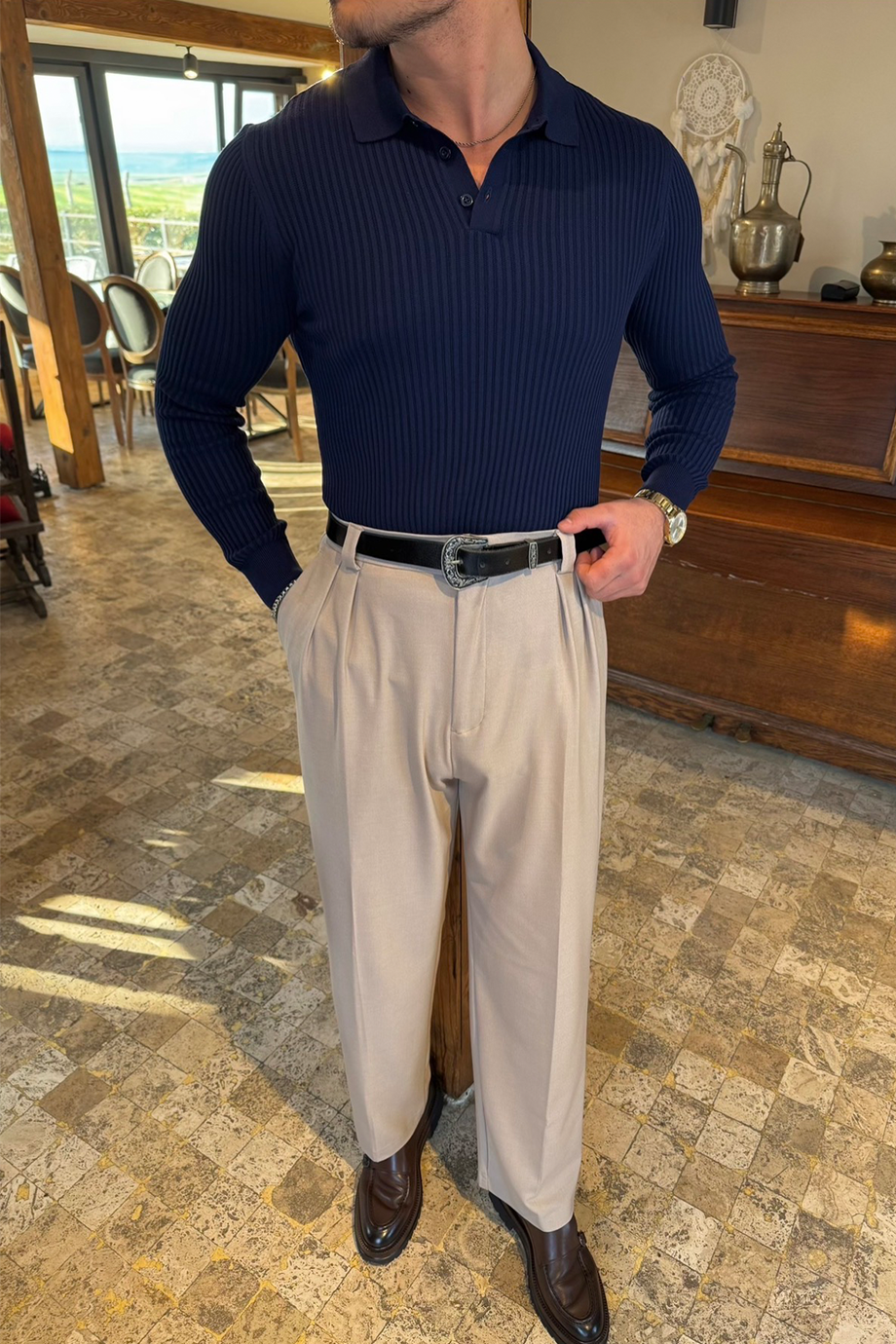 LACİVERT 3 DÜĞMELİ PREMİUM TRİKO KAZAK