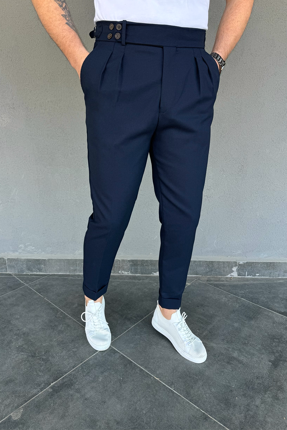 LACİVERT 4 DÜĞME İTALYAN KESİM PANTALON