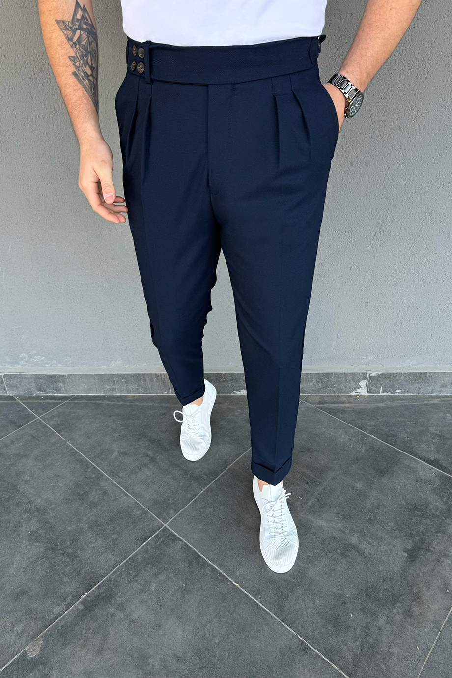 LACİVERT 4 DÜĞME İTALYAN KESİM PANTALON