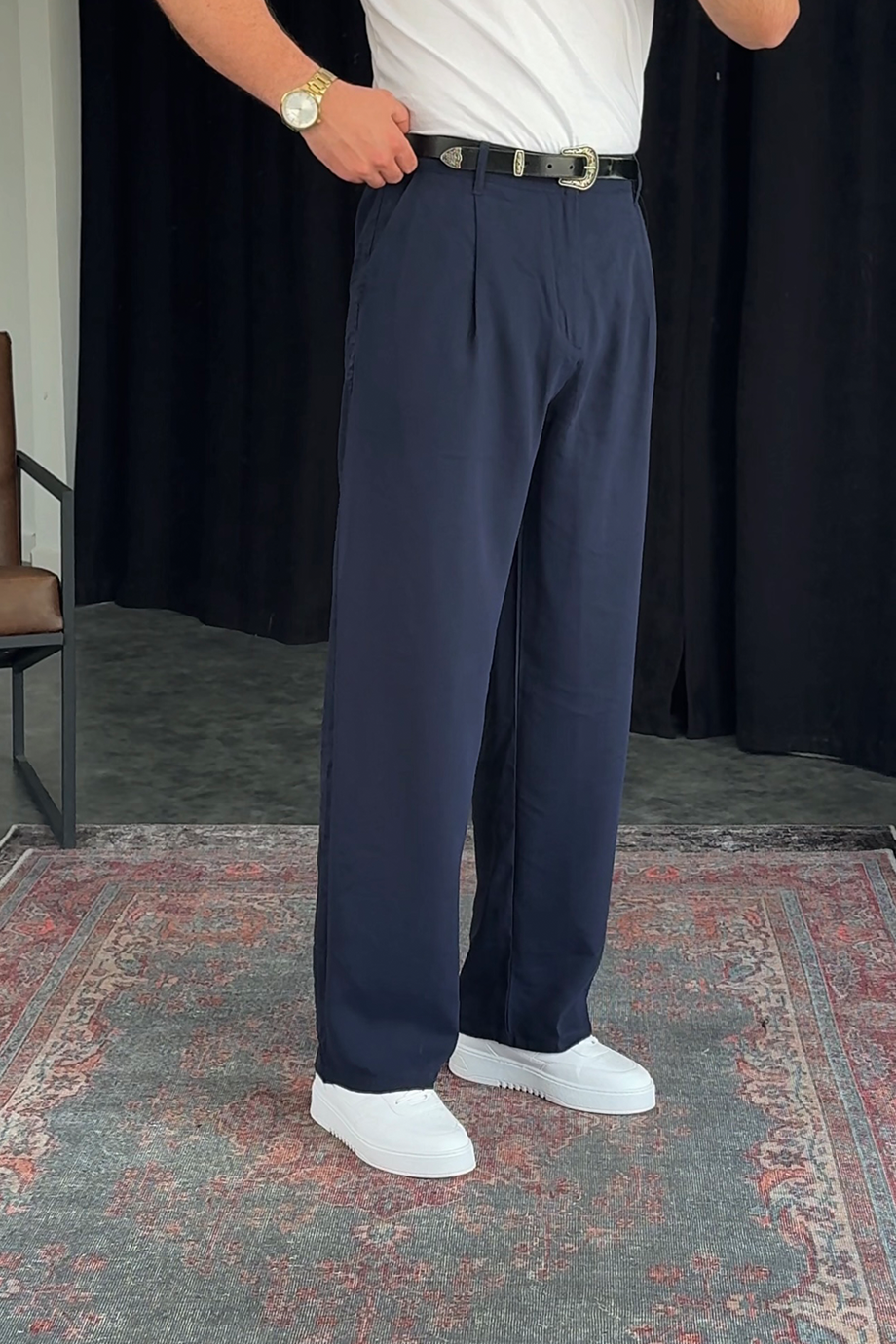 LACİVERT MODAL KUMAŞ BAGGY PANTALON