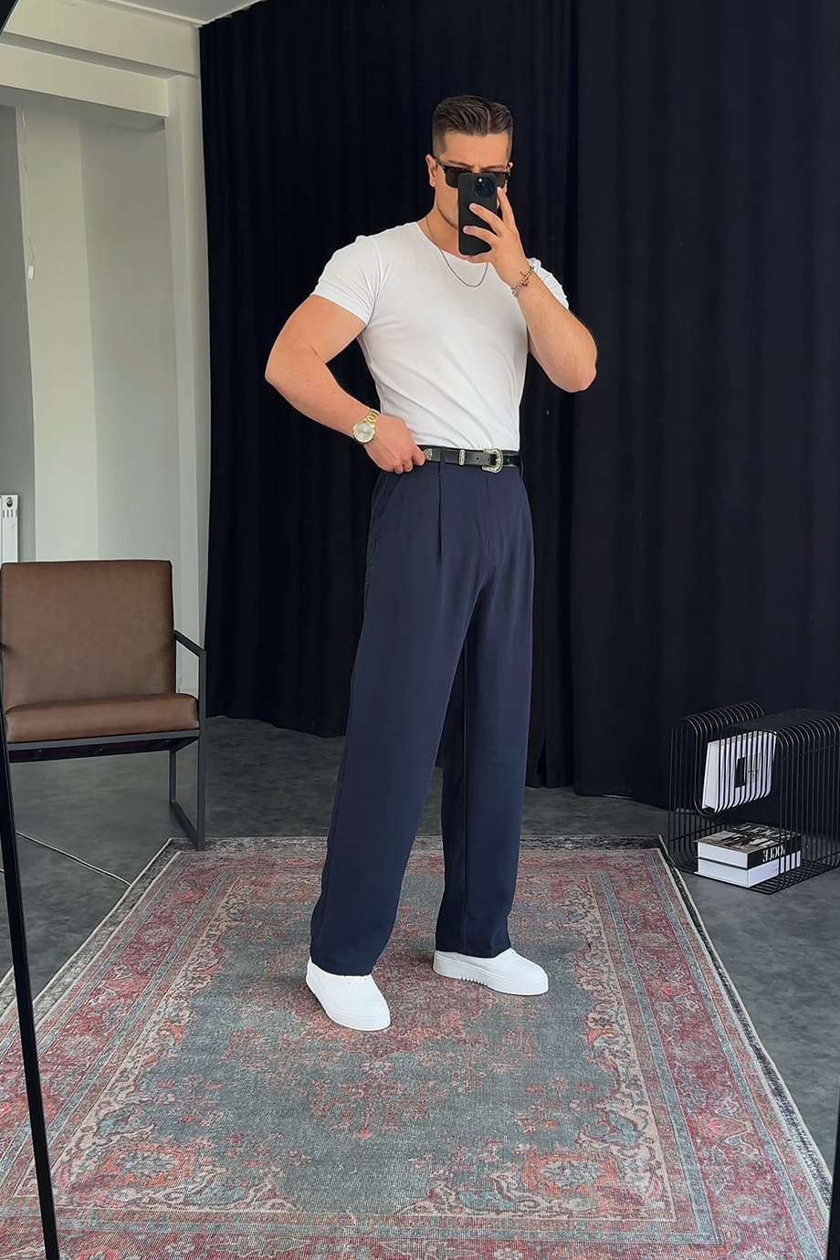 LACİVERT MODAL KUMAŞ BAGGY PANTALON
