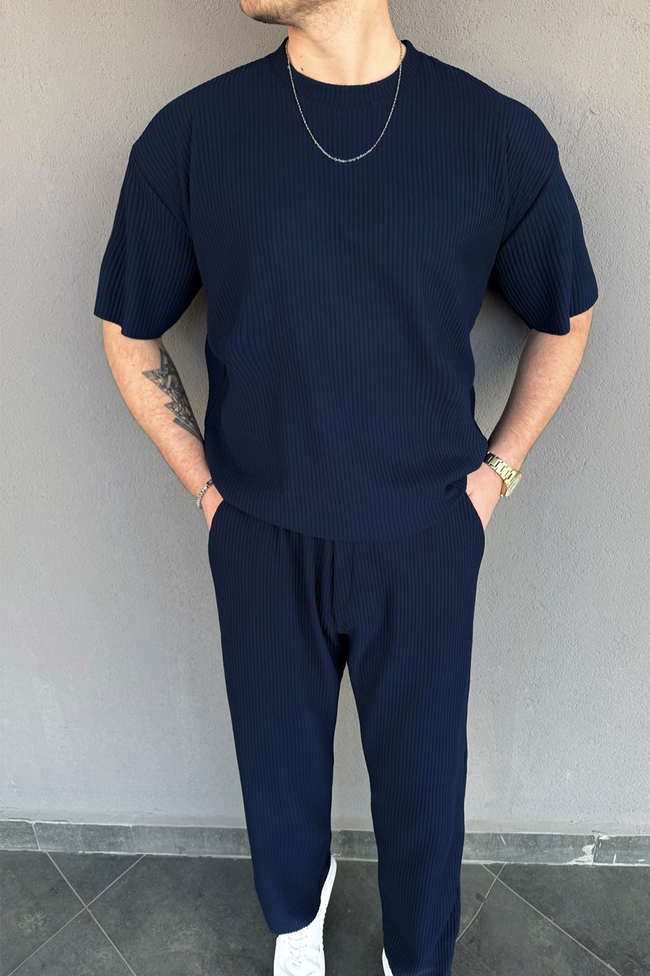 LACİVERT OTTOMAN KUMAŞ ALT-ÜST TAKIM