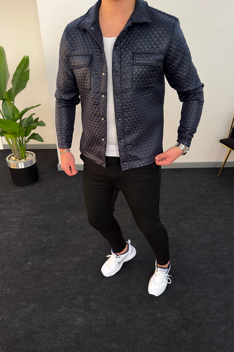 LACİVERT ÖZEL TASARIM KAPITONELİ CEKET