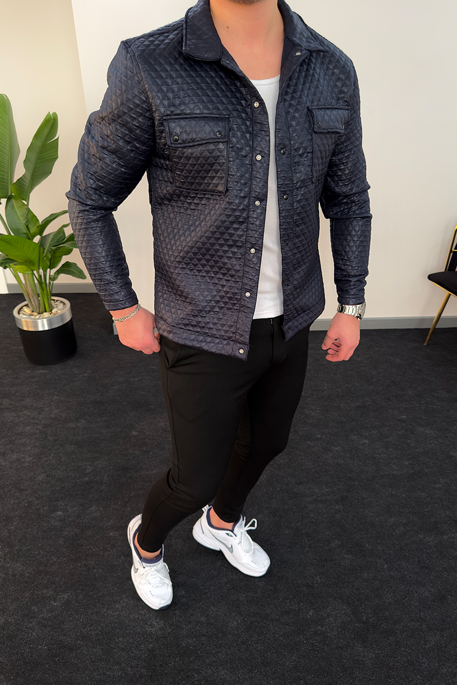 LACİVERT ÖZEL TASARIM KAPITONELİ CEKET