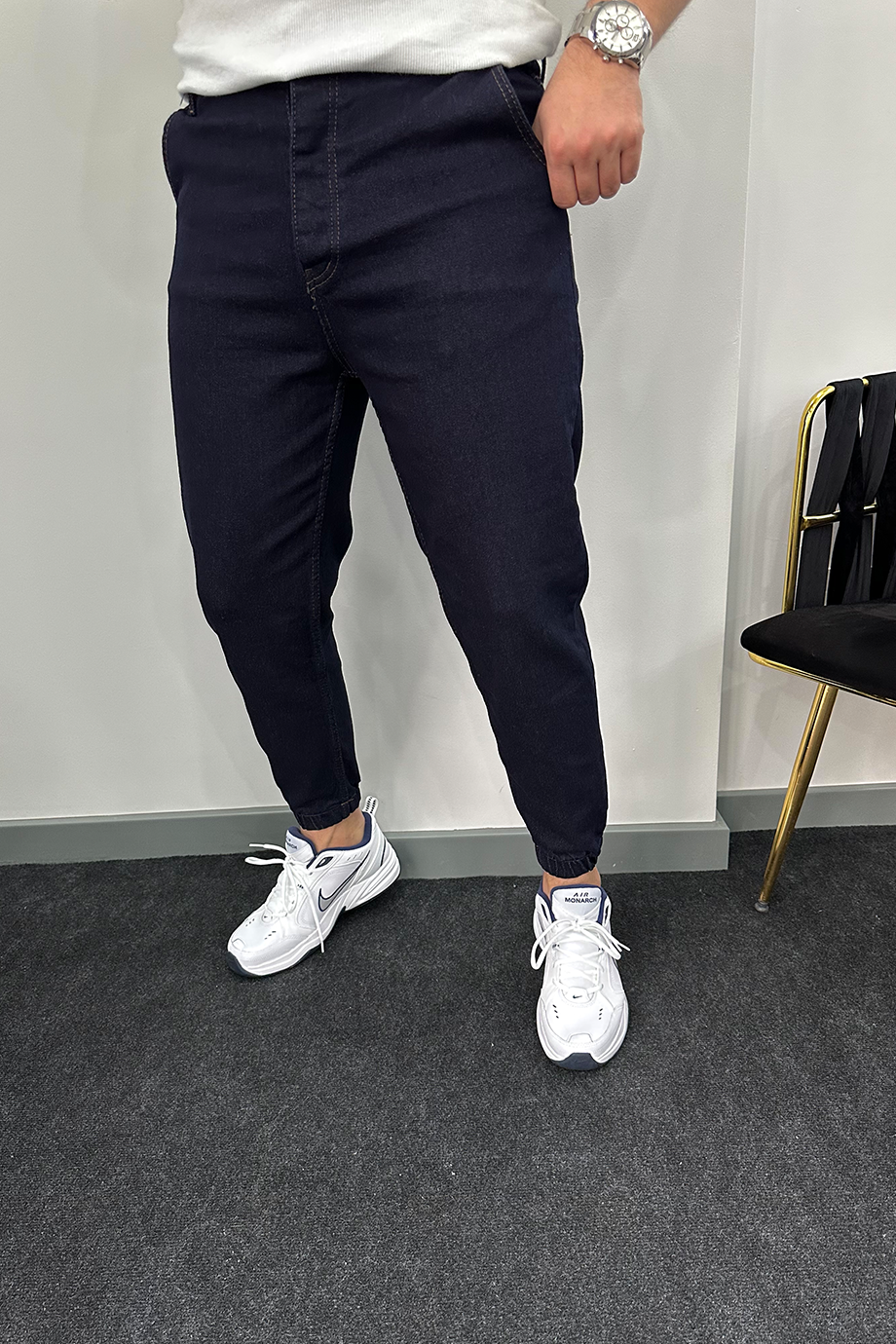 LACİVERT PAÇA LASTİKLİ RAHAT KALIP KOT PANTALON