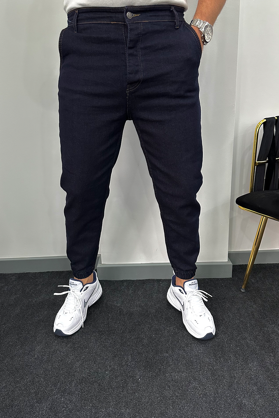 LACİVERT PAÇA LASTİKLİ RAHAT KALIP KOT PANTALON