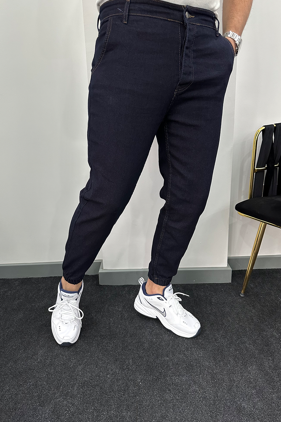 LACİVERT PAÇA LASTİKLİ RAHAT KALIP KOT PANTALON