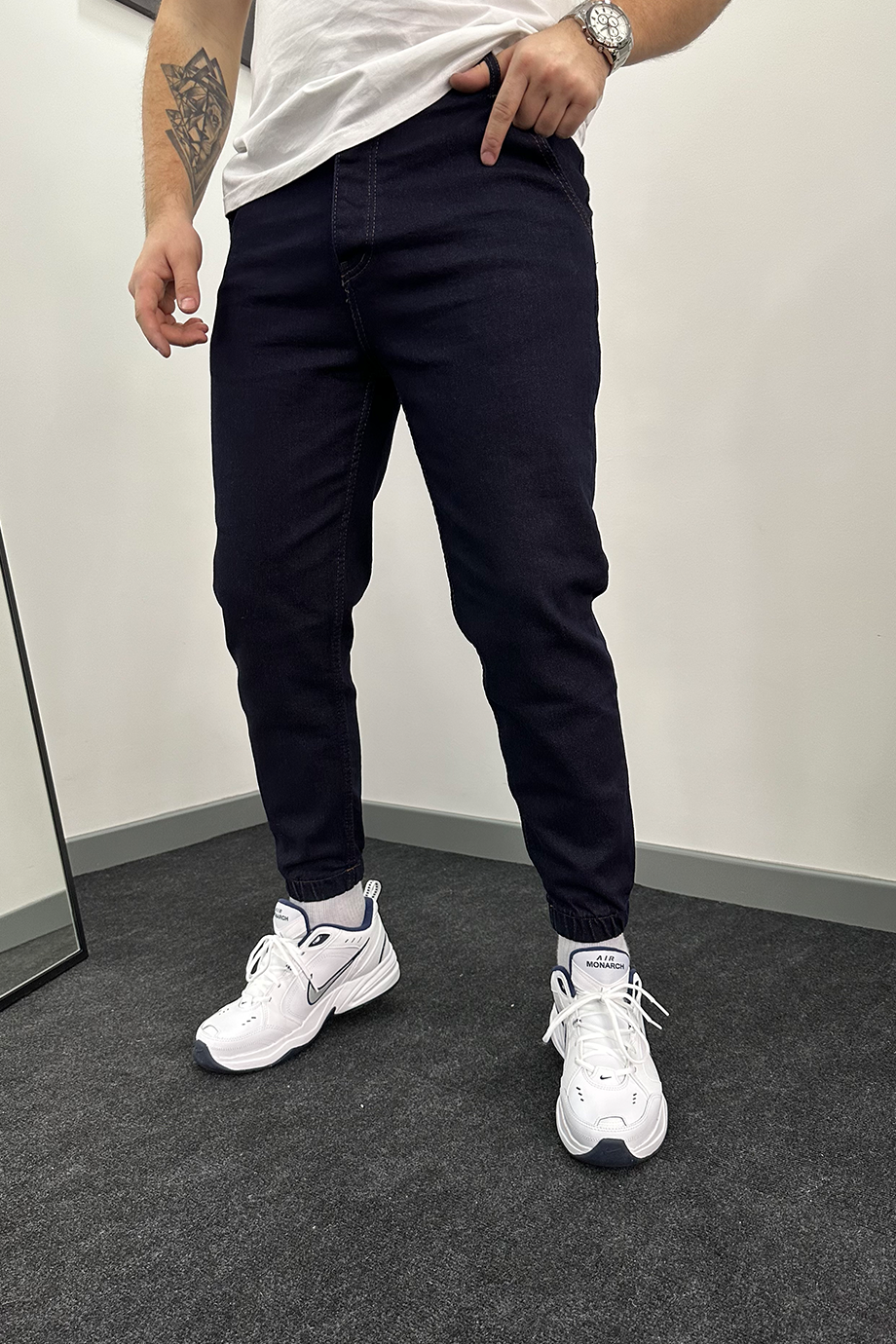 LACİVERT PAÇA LASTİKLİ RAHAT KALIP KOT PANTALON