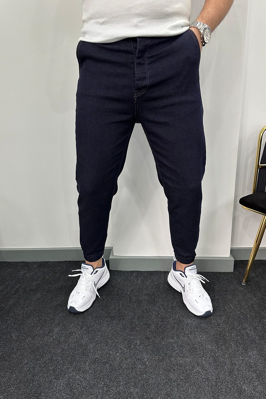 LACİVERT PAÇA LASTİKLİ RAHAT KALIP KOT PANTALON