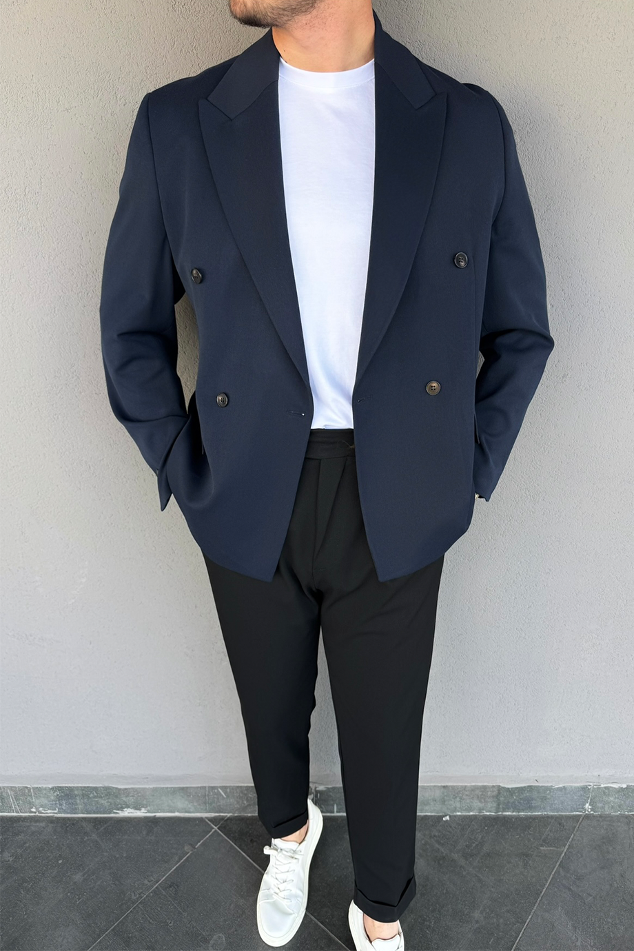 LACİVERT PREMİUM KRUVAZE CEKET