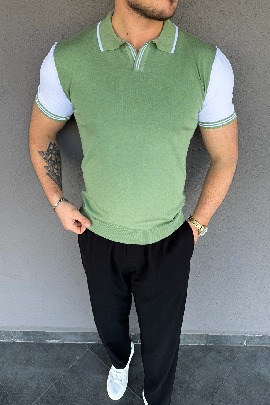 MİNT-BEYAZ ÖZEL TASARIM TRİKO