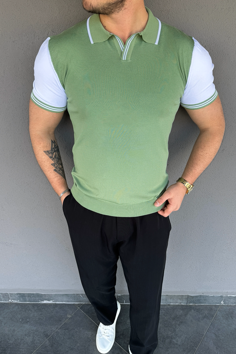 MİNT-BEYAZ ÖZEL TASARIM TRİKO