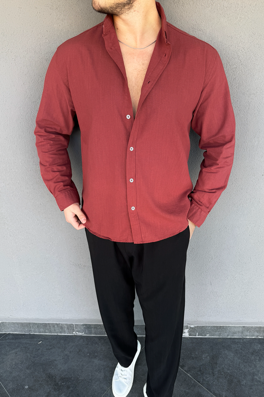 NAR ÇİÇEĞİ FRESH KETEN OVERSİZE GÖMLEK