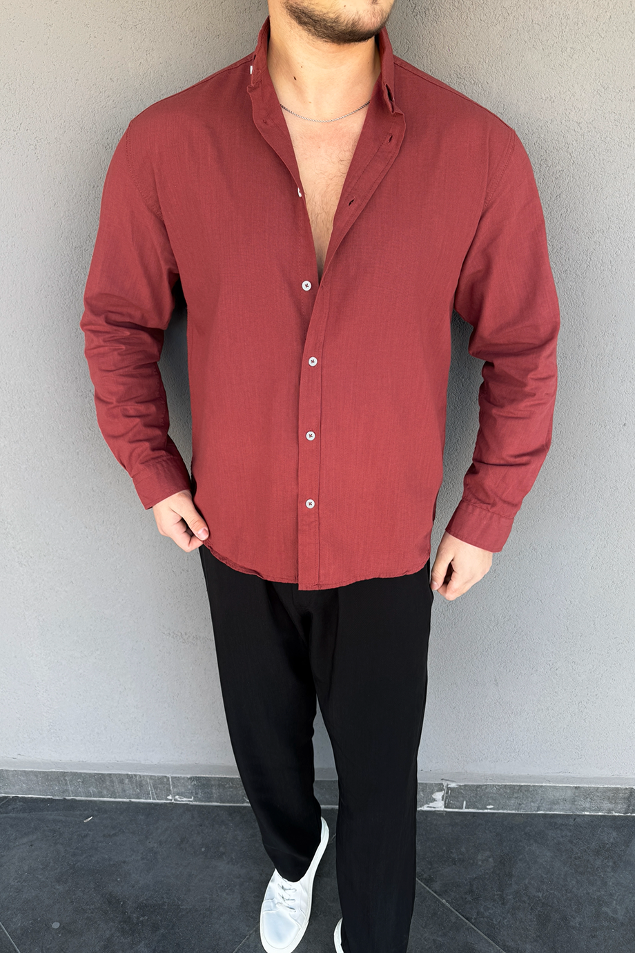 NAR ÇİÇEĞİ FRESH KETEN OVERSİZE GÖMLEK