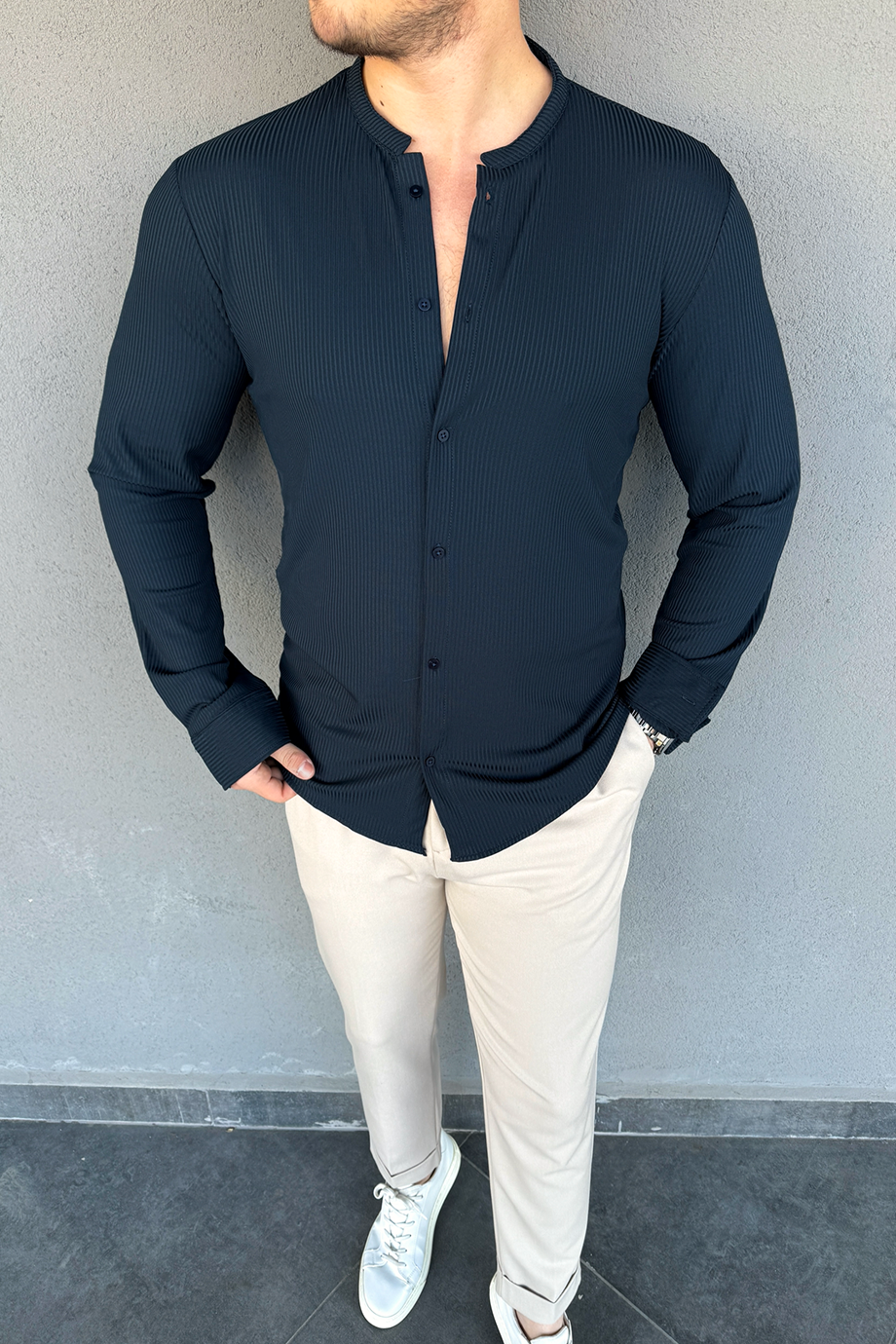 PETROL HAKİM YAKA FİTİLLİ GÖMLEK