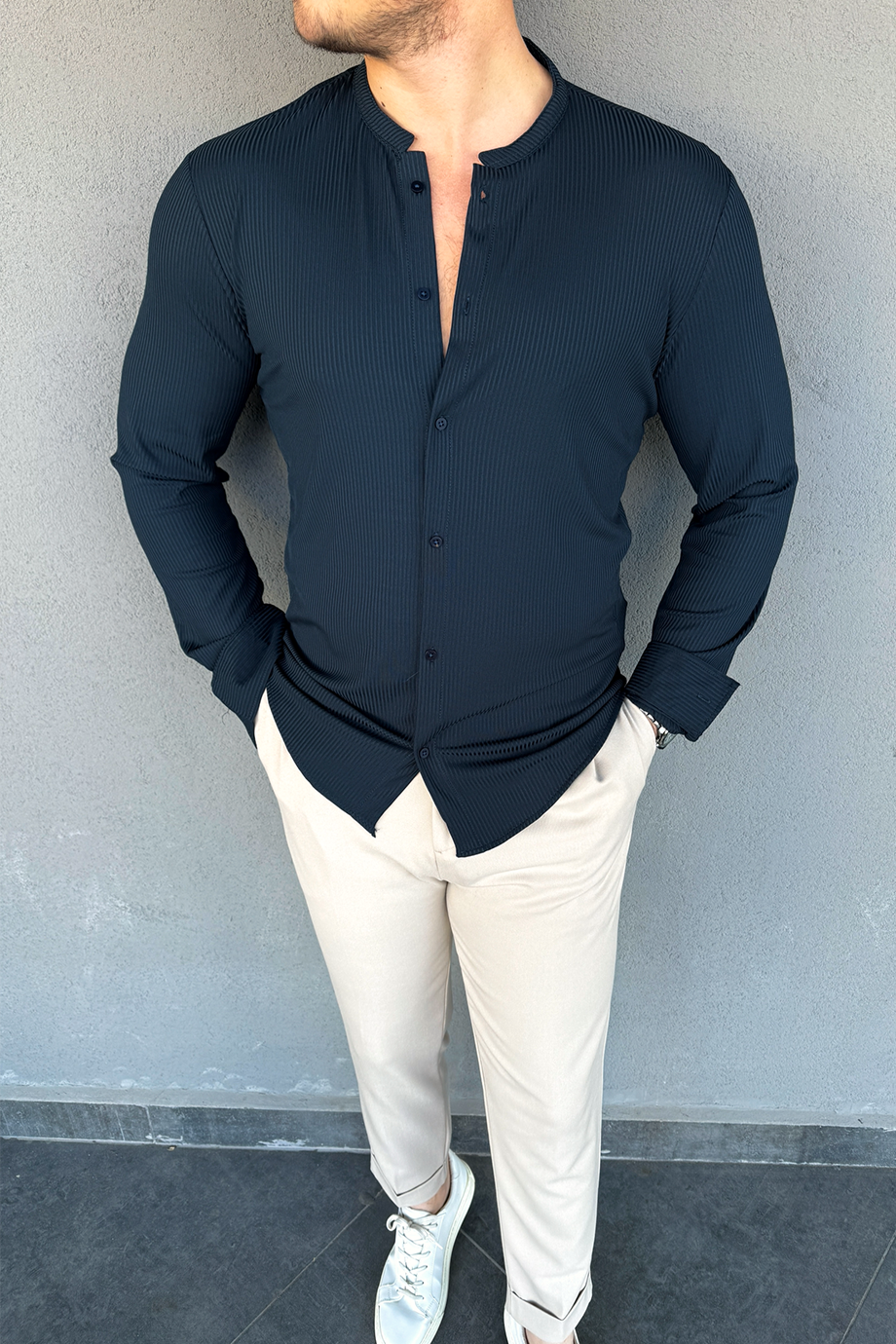 PETROL HAKİM YAKA FİTİLLİ GÖMLEK