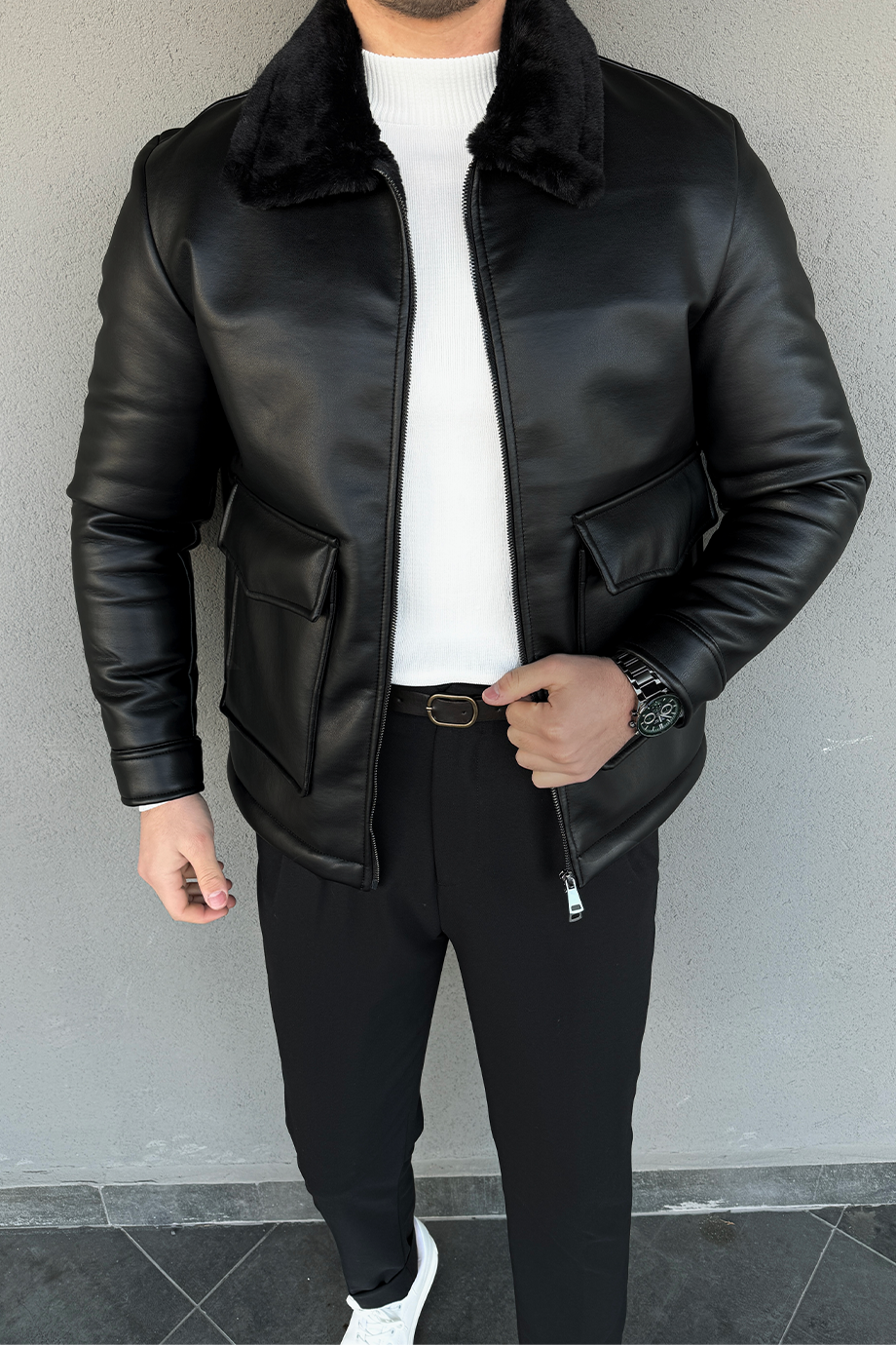 PREMİUM İÇİ FULL KÜRKLÜ SİYAH MONT