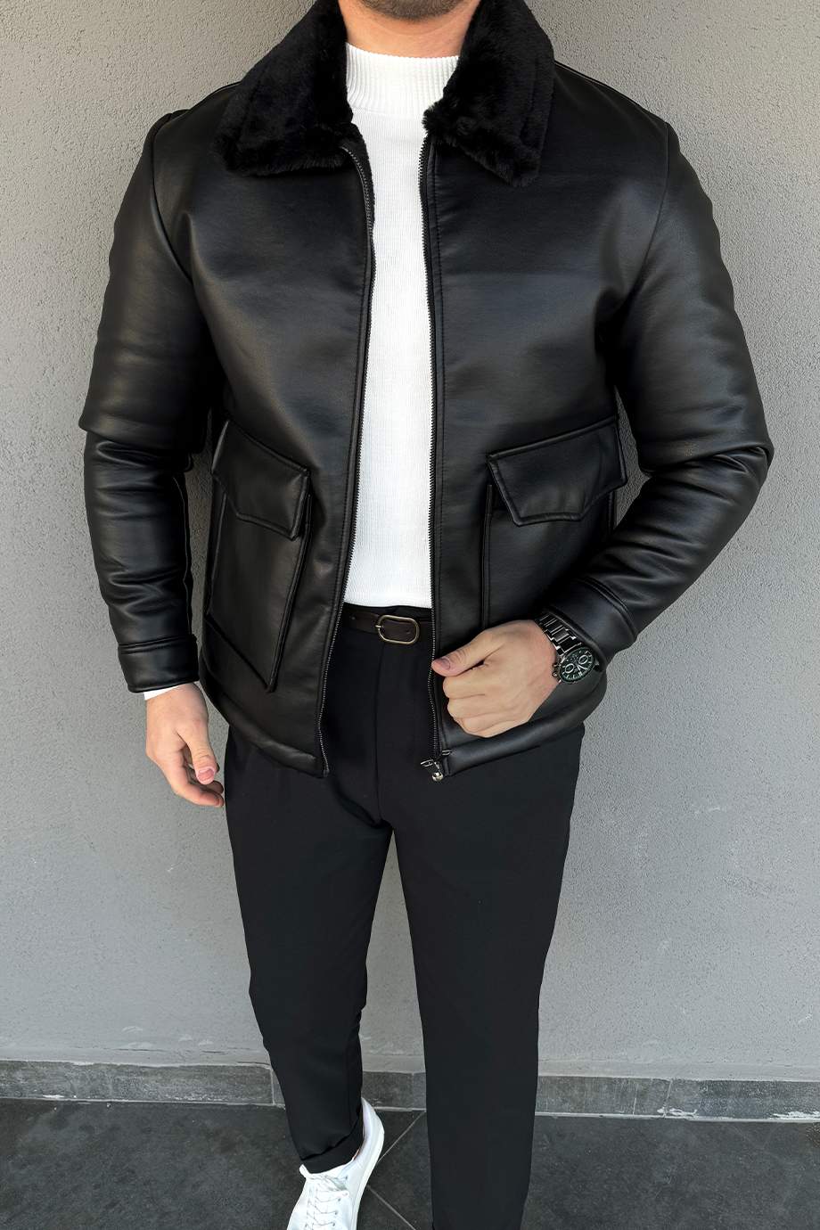 PREMİUM İÇİ FULL KÜRKLÜ SİYAH MONT