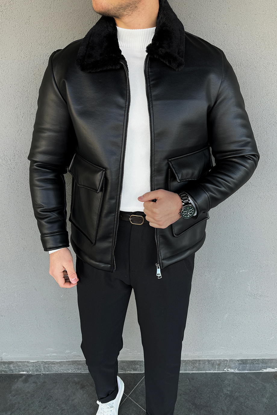 PREMİUM İÇİ FULL KÜRKLÜ SİYAH MONT