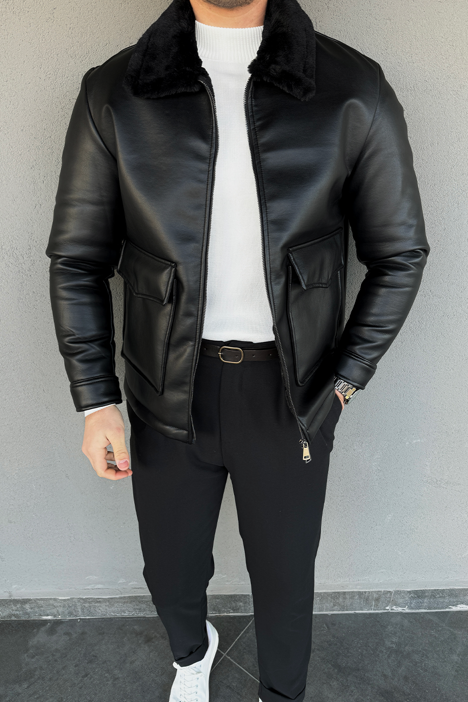 PREMİUM İÇİ FULL KÜRKLÜ SİYAH MONT