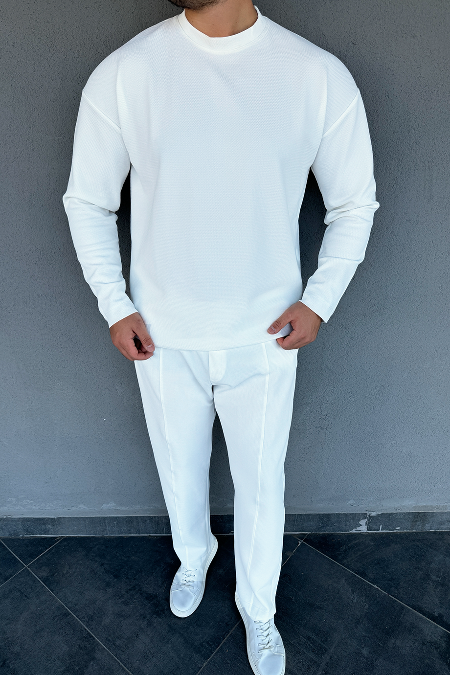 PREMİUM SERİ BEYAZ KAZAK-PANTALON TAKIM