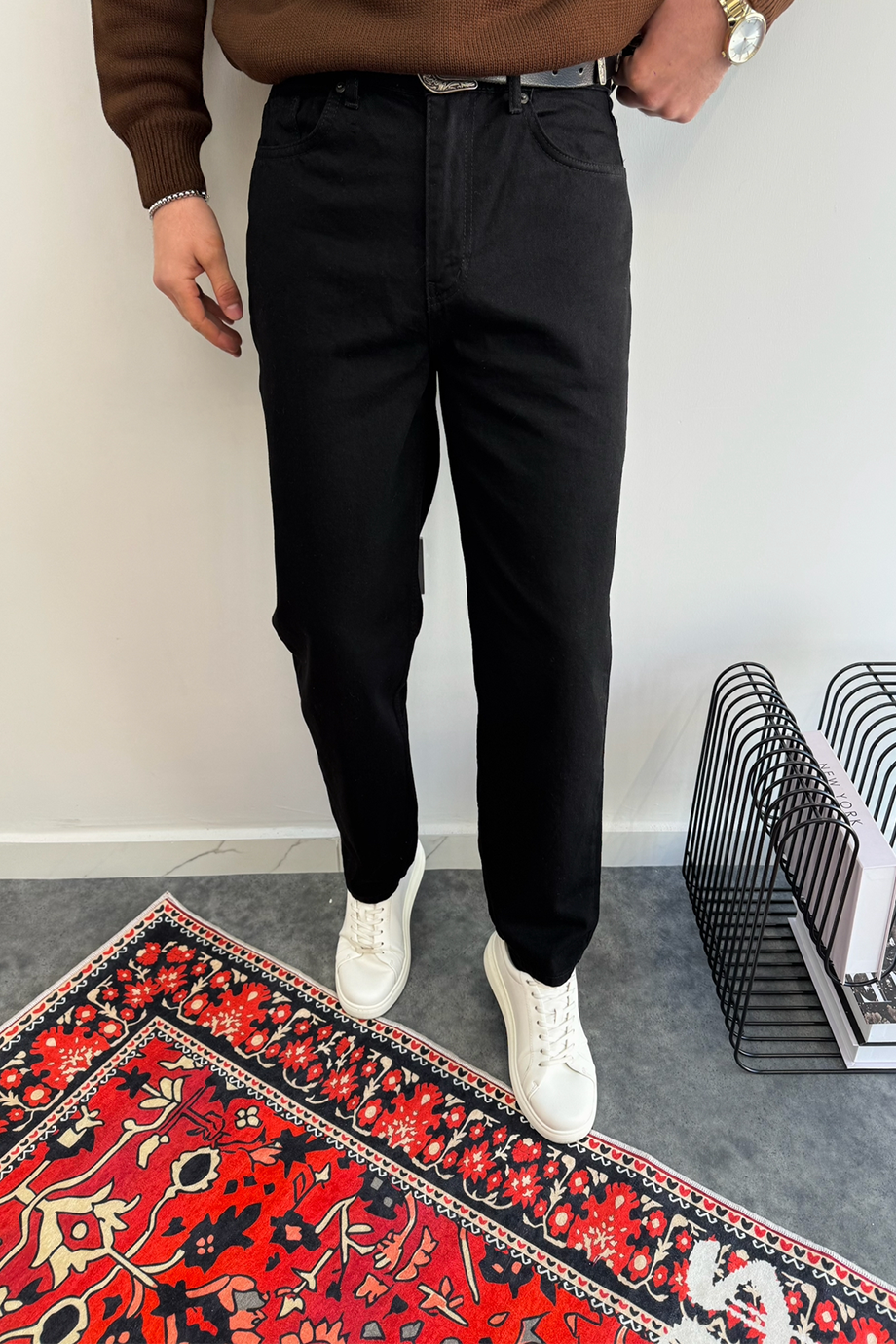 SİYAH BAGGY KALIP KOT PANTALON