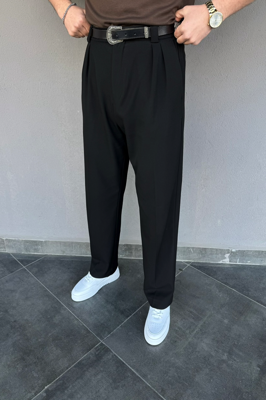 SİYAH BAGGY KALIP KUMAŞ PANTALON