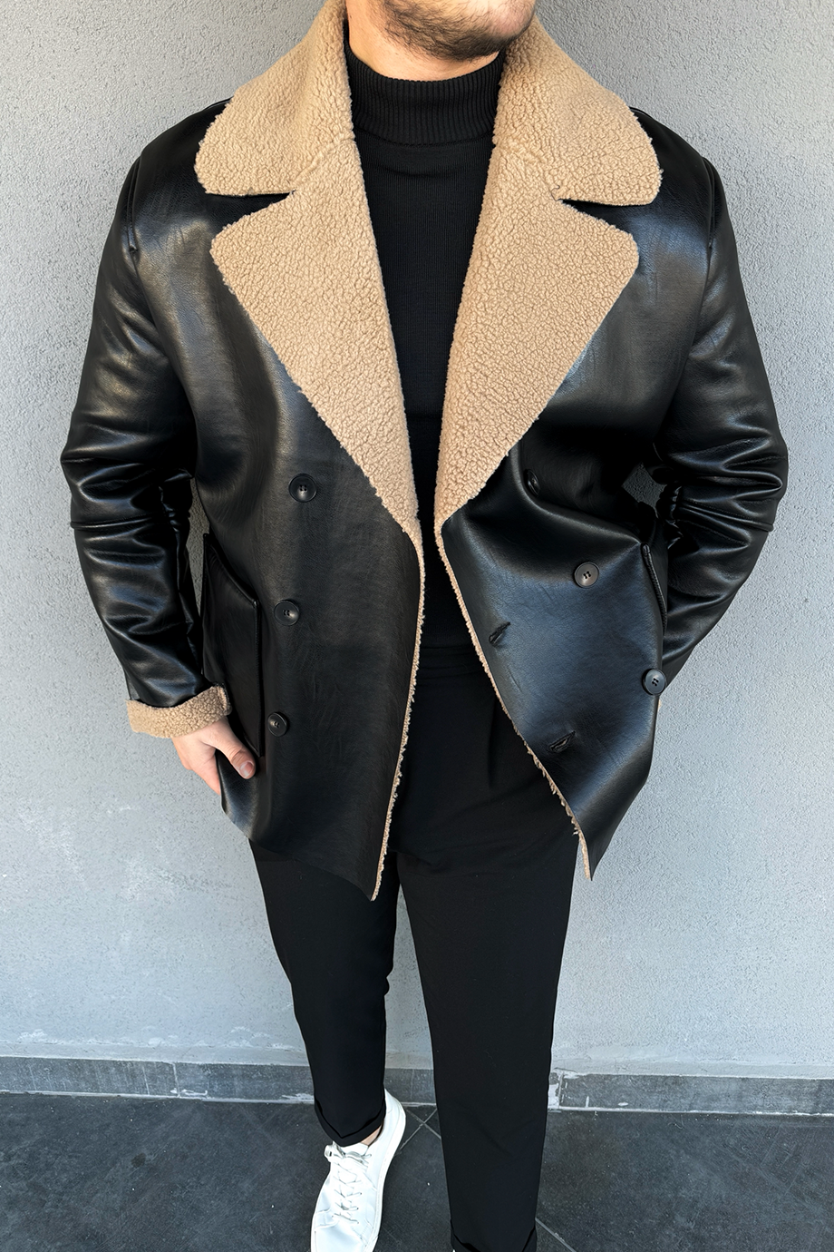 SİYAH-BEJ YAKALI PREMİUM SERİ ÖZEL TASARIM KRUVAZE MONT