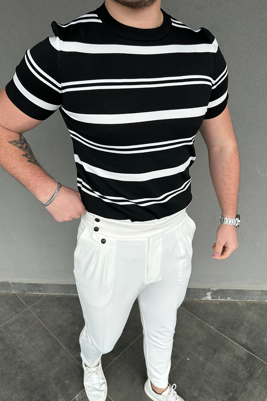 SİYAH BEYAZ ÇİZGİLİ TRİKO