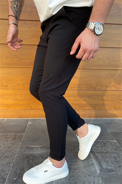 SİYAH DOUBLE PAÇA FULL LİKRALI PANTALON