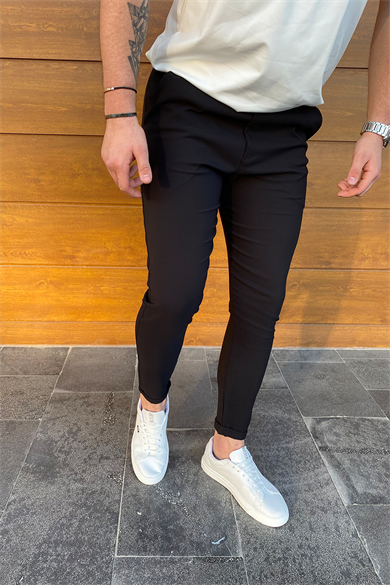 SİYAH DOUBLE PAÇA FULL LİKRALI PANTALON