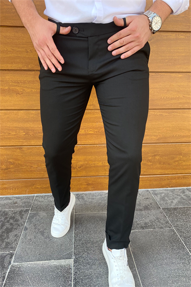 SİYAH DOUBLE PAÇA KUMAŞ PANTALON