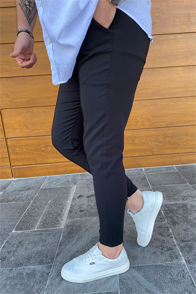 SİYAH FULL LİKRALI PAÇA FERMUARLI PANTALON