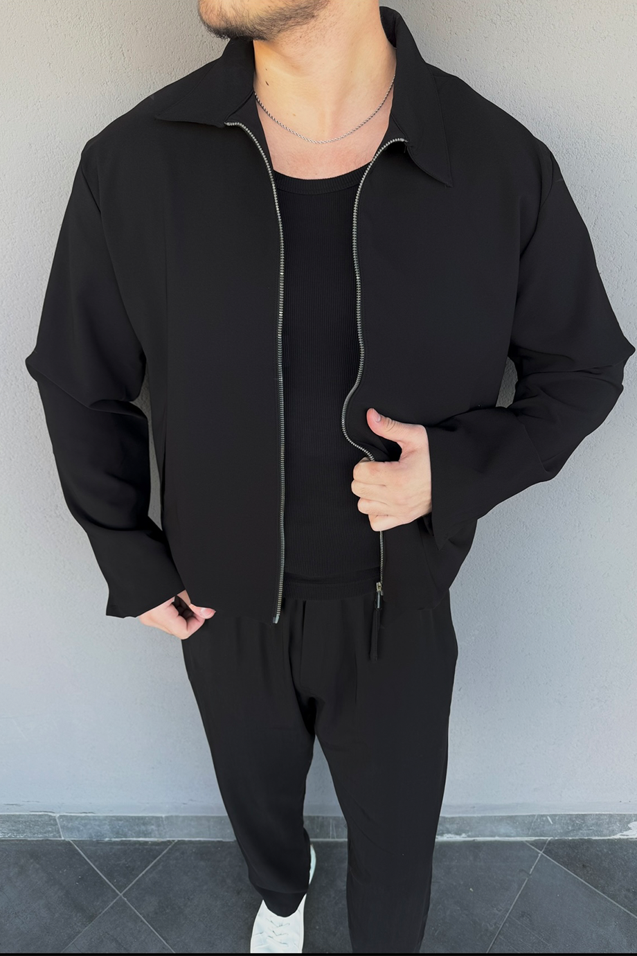 SİYAH GENİŞ YAKA İÇİ FULL ASTARLI BASİC CEKET