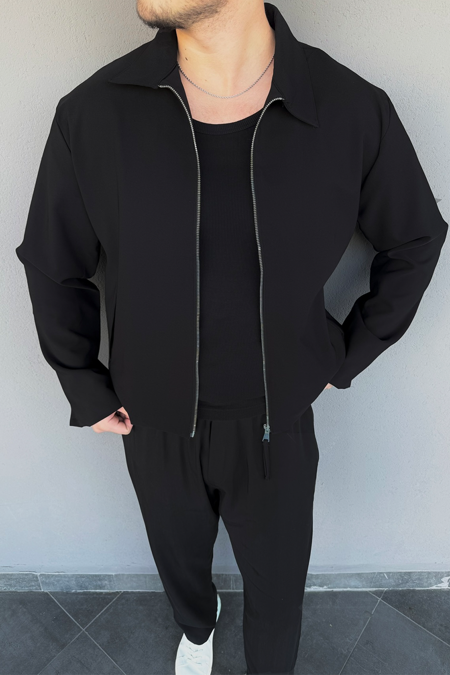 SİYAH GENİŞ YAKA İÇİ FULL ASTARLI BASİC CEKET