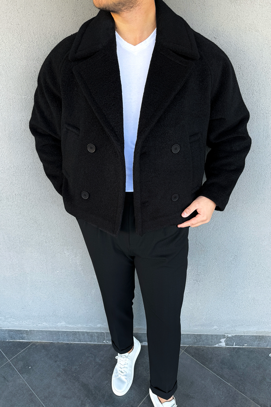 SİYAH KRUVAZE KÜRKLÜ PREMİUM CEKET