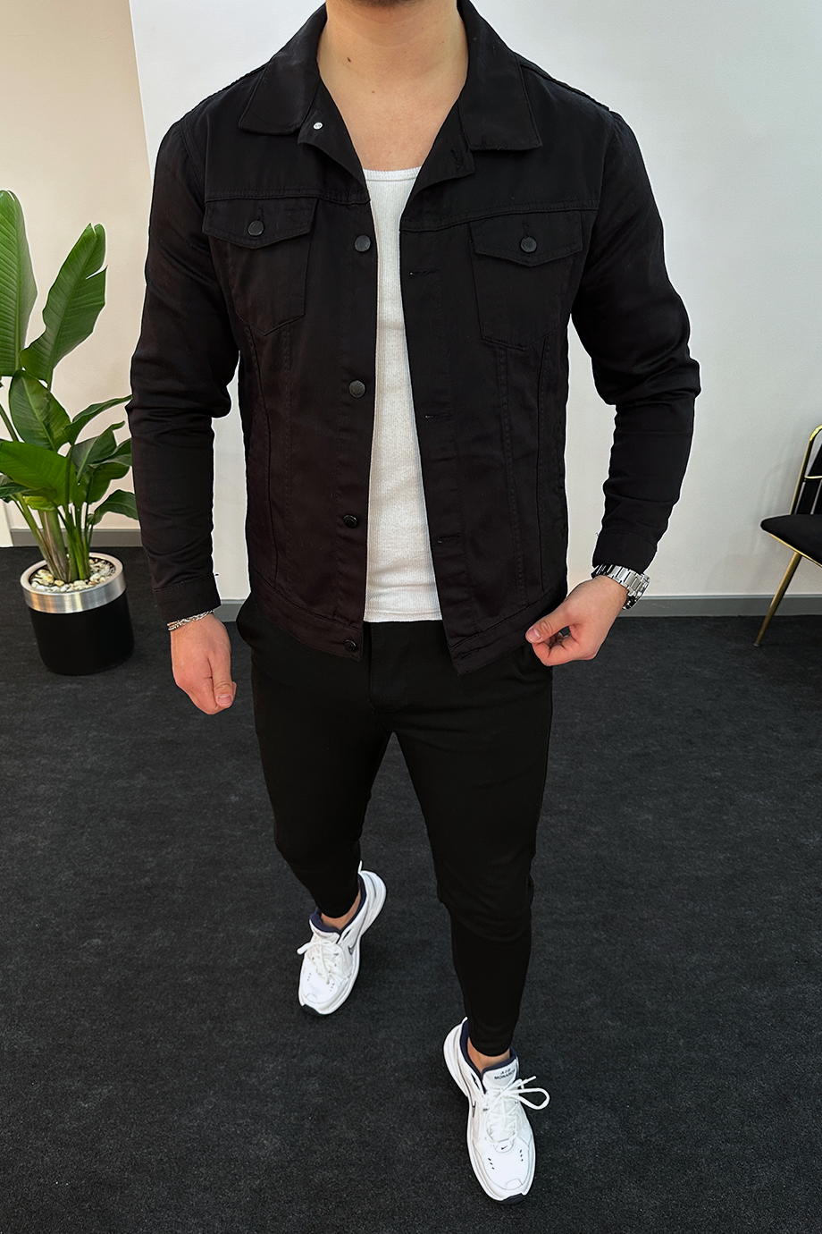 SIYAH LIKRALI KOT CEKET