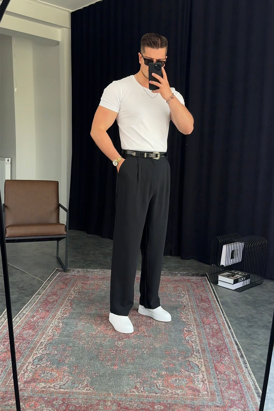 SİYAH MODAL KUMAŞ BAGGY PANTALON 