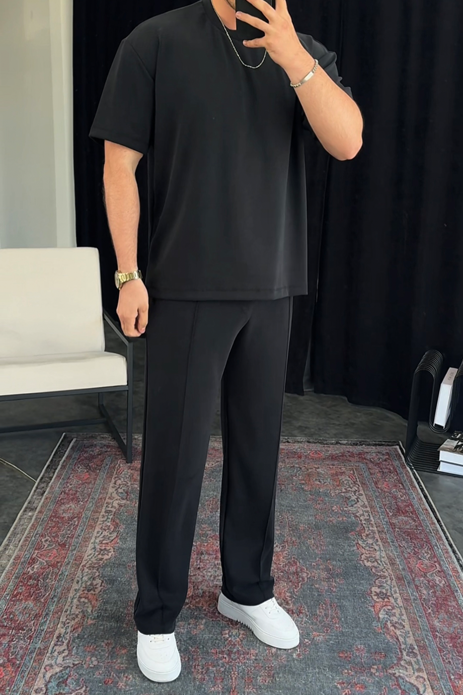 SİYAH OYS KUMAŞ ALT ÜST TAKIM