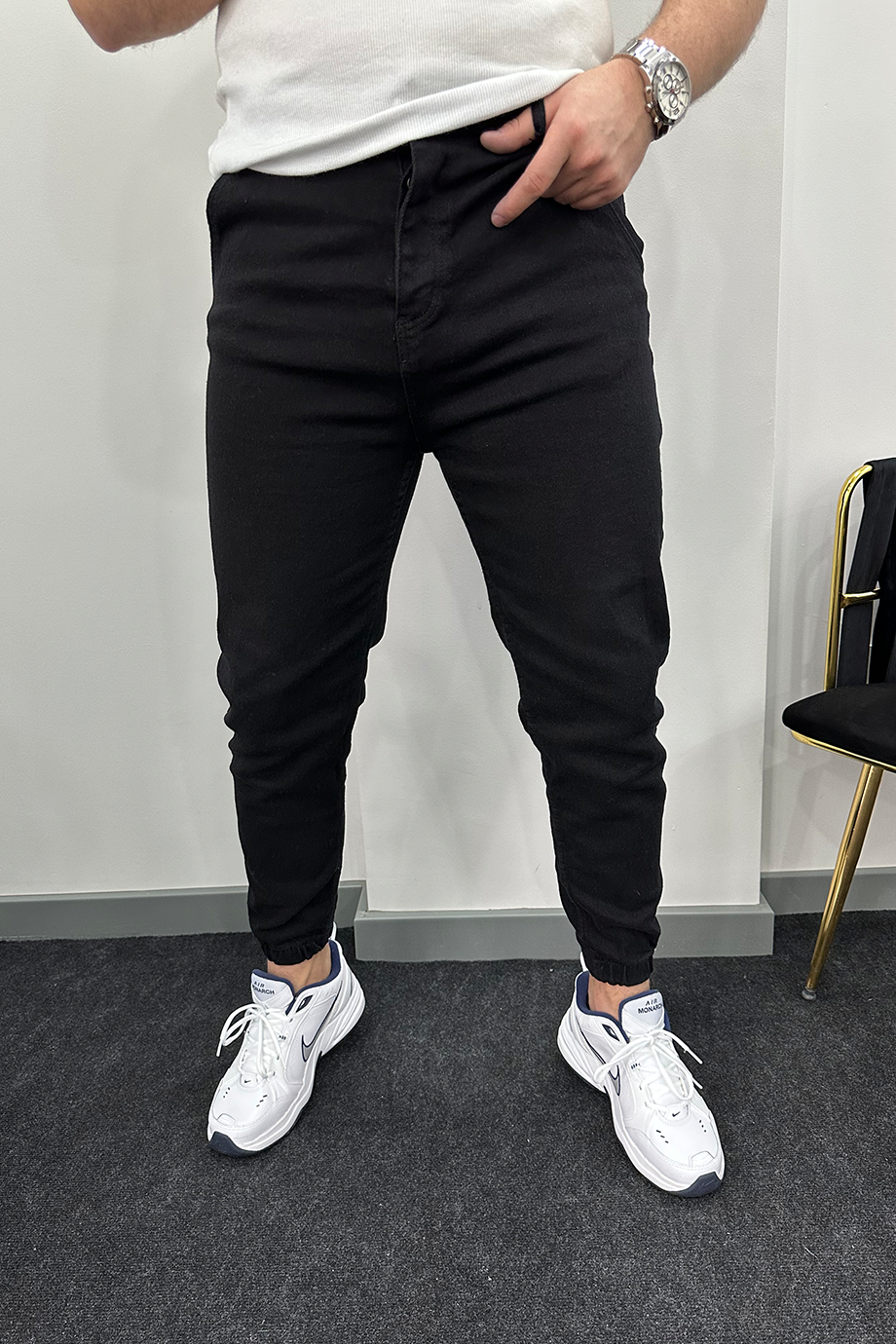 SİYAH PAÇA LASTİKLİ RAHAT KALIP JOGGER PANTALON