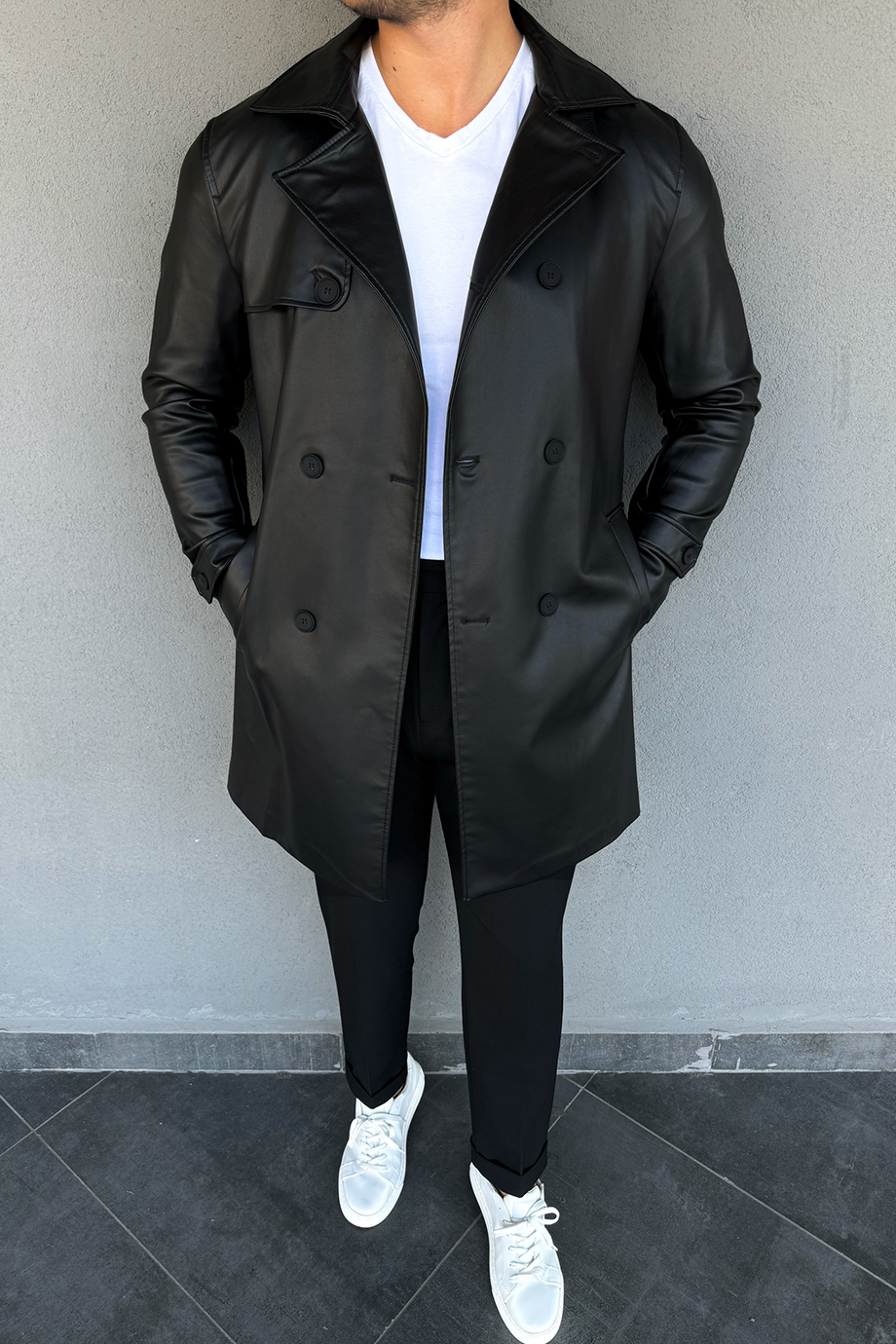 SİYAH PREMİUM ÖZEL SERİ DERİ TRENÇKOT