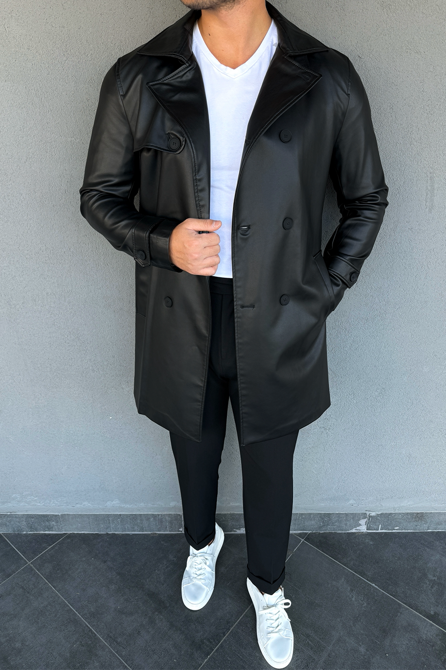 SİYAH PREMİUM ÖZEL SERİ DERİ TRENÇKOT