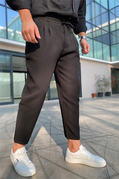 SİYAH ZİNCİR DETAYLI RAHAT KALIP PANTALON