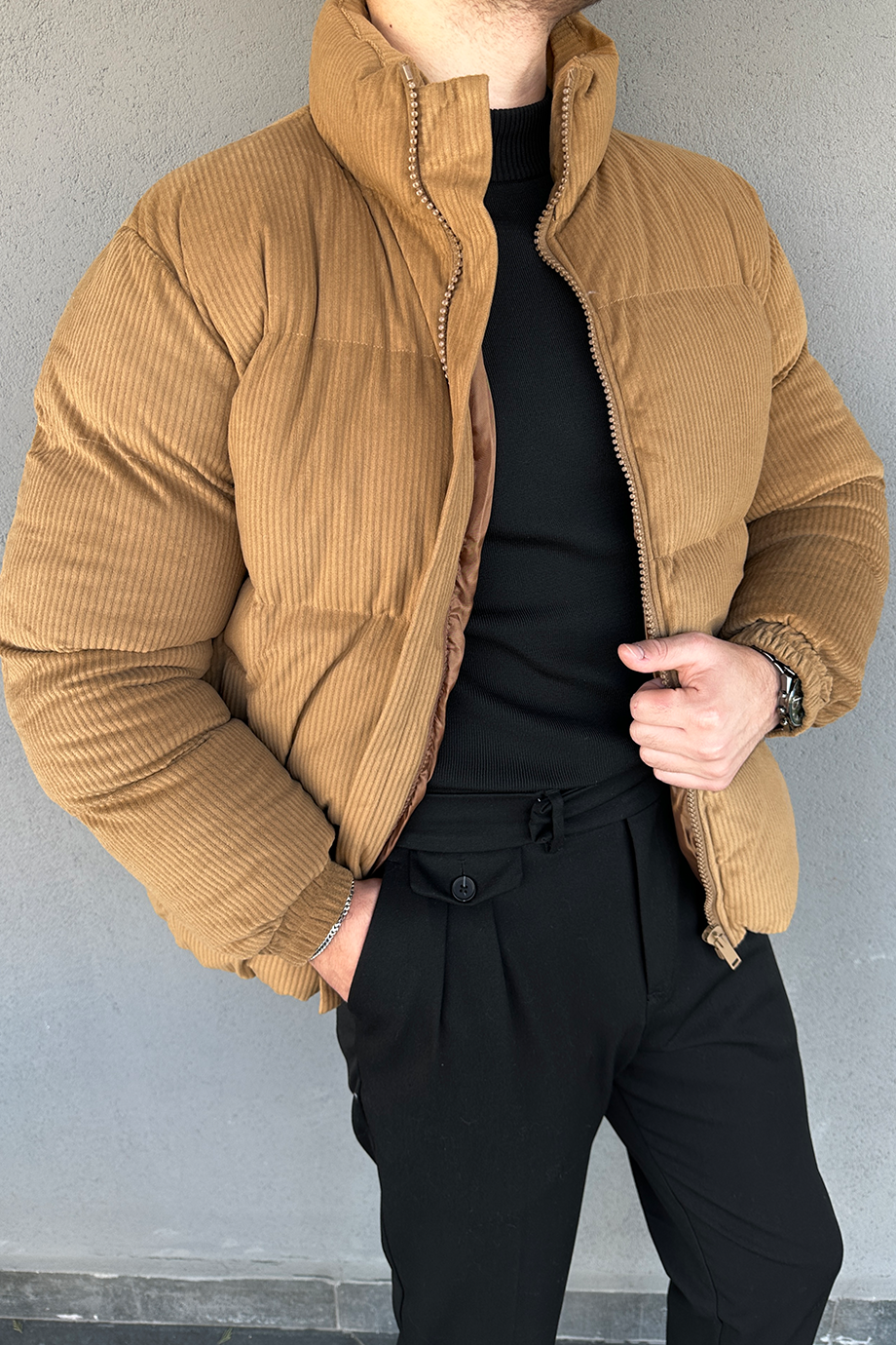 TABA KADİFE ŞİŞME MONT