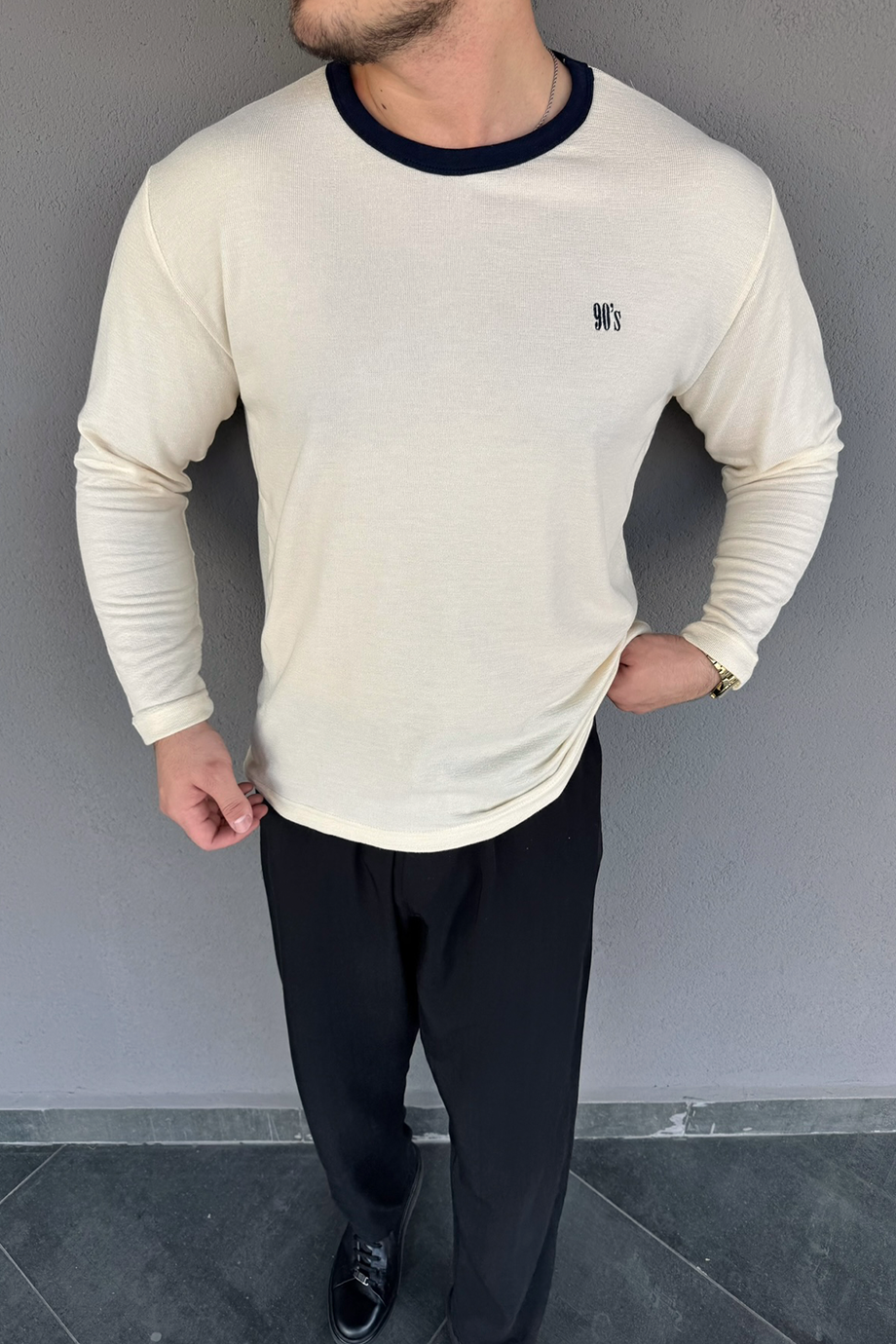 VANİLYA 90S NAKIŞLI RAHAT KALIP  KAZAK