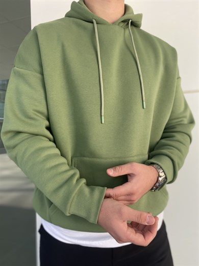 YEŞİL OVERSIZE KALIP BASIC SWEATSHİRT